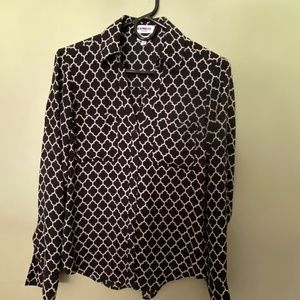 Express Portofino Shirt Blouse slim fit black and white pattern in size S